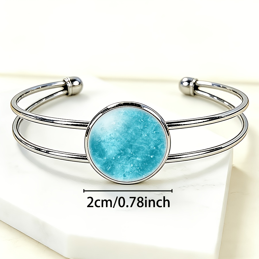 Women's Intricate Blue Circular Pattern Adjustable Open Bangle